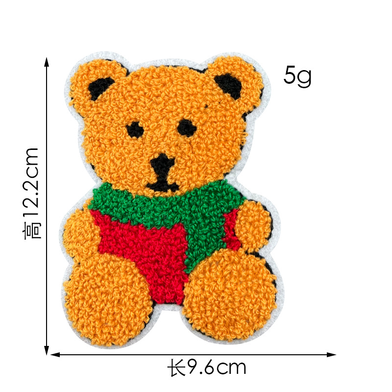 Toalla de oso de dibujos animados pegatinas de tela bordadas spot accesorios de ropa al por mayor ropa de oso abrigo parche de agujero