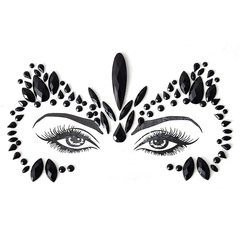 Cross-border Instagram Halloween Carnival Face Stickers: Rhinestone-Filled Facial Decals, Water-Resistant Diamond Eyebrow Patches, Resin Rhinestone Face Accents, and Shimmering Diamond Face Adhesives