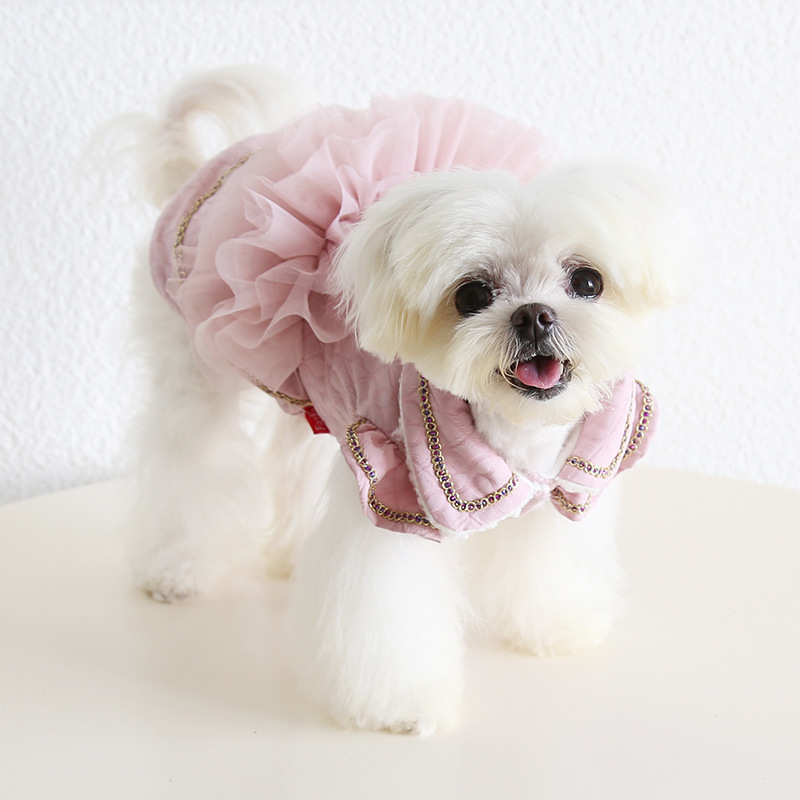 Petstyle 复古压纹蓬蓬裙 2025秋冬新款 狗狗猫咪服装宠物狗衣服|undefined