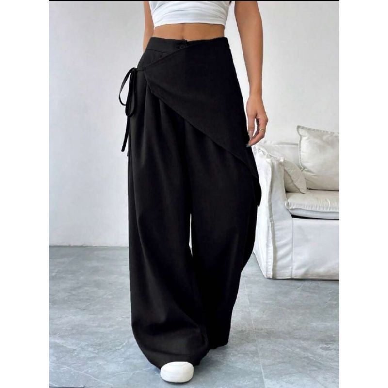Irregular women's suit pants 2025, new Southeast Asian cross-border design, loose-fitting, slimming, high-end wide-leg pants for women