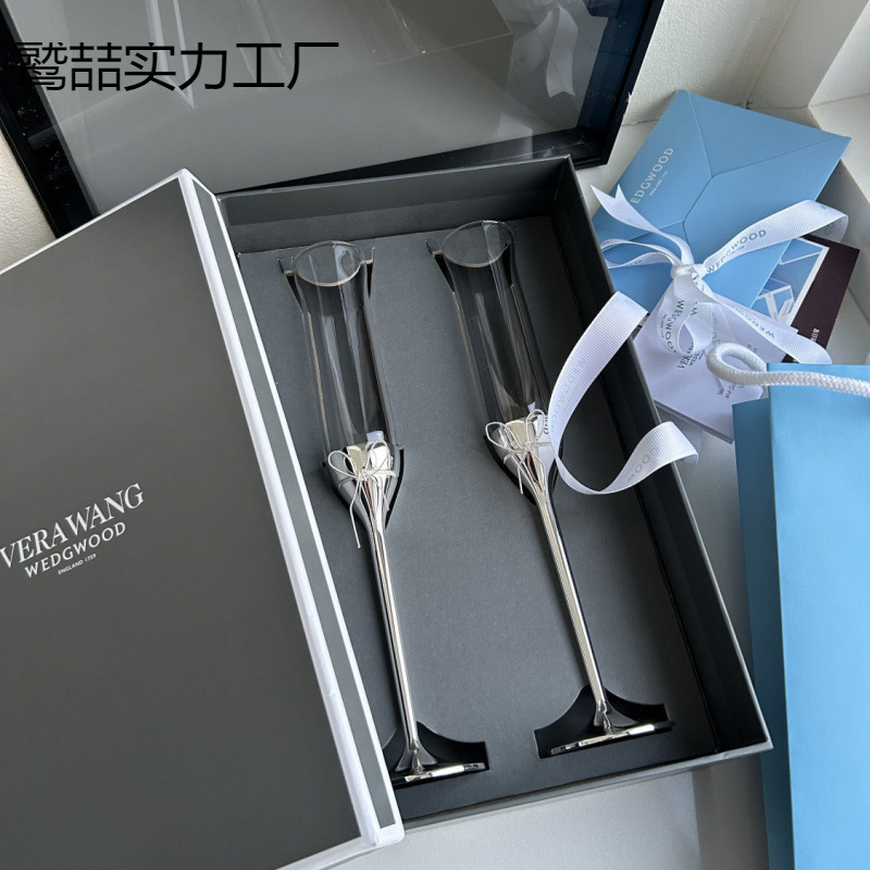 VeraWang ラブノットロープ シャンパングラス ゴブレット ワイングラス ペア ヨーロピアンスタイル 結婚式 婚約ギフト|undefined