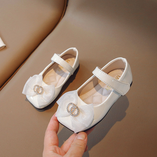 Children's Fashionable Soft Sole Princess Shoes with Bow for Big Kids, 2024 Autumn New Arrival Unisex Single Shoes