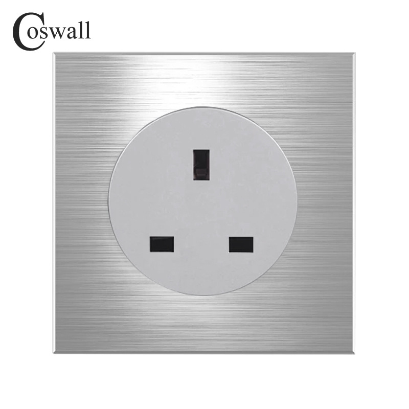 86型铝拉丝大光圈英式13A墙壁插座  香港澳门外贸插座任意点系列