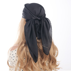 純色絲巾70*70cm方巾女士緞面仿真絲絲巾薄款外搭小披肩裝飾領巾