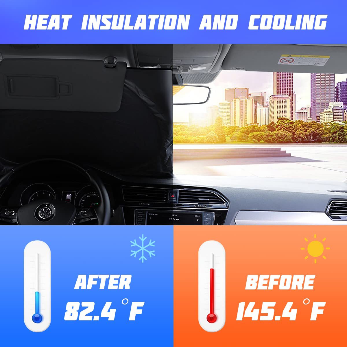 Universal Suction Cup Type Front and Rear Side Windshield Sunshade and Heat Insulation Silver-Coated Set for All-Season Car Sun Protection