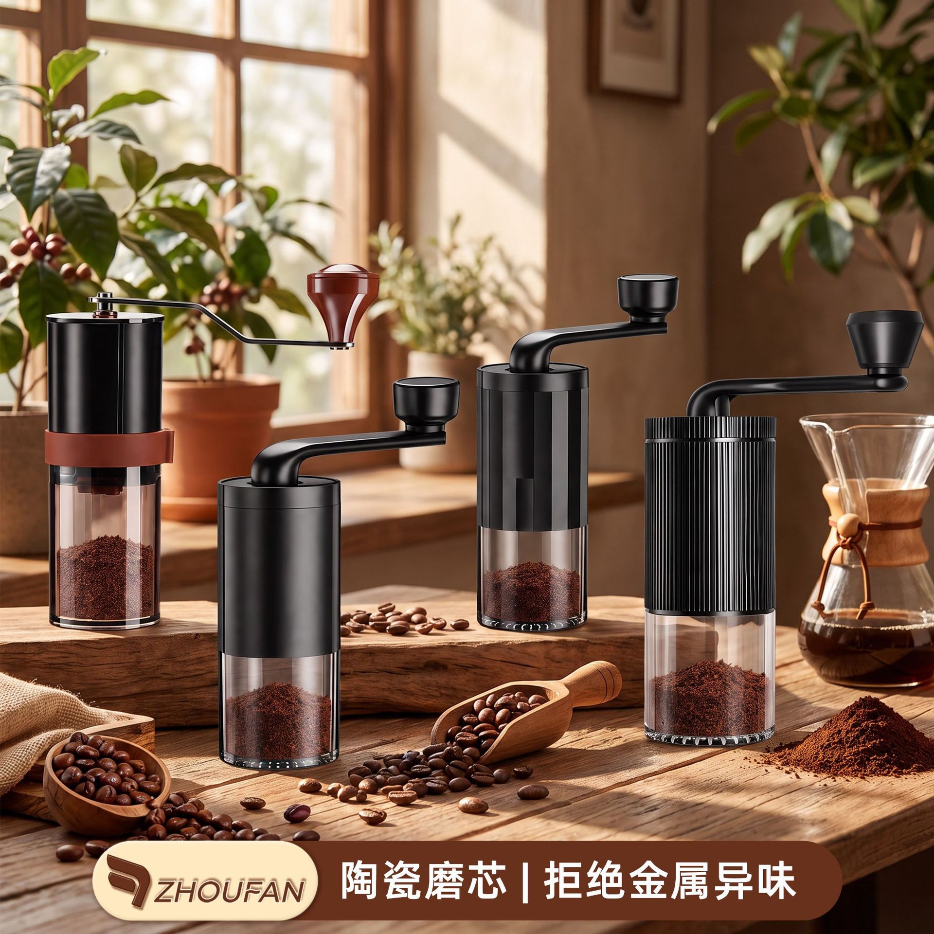 Hand-Cranked Bean Grinder, Household Small Coffee Grinder, Hand-Pour Espresso Grinder, Portable Coffee Machine, Cross-Border