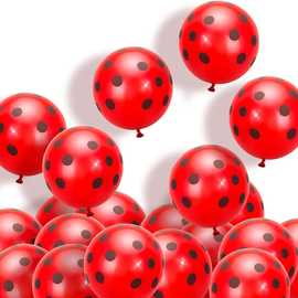 20pcs红黑波点乳胶气球西瓜瓢虫生日夏日派对儿童节装饰跨境热卖