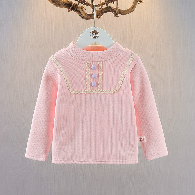 女童加绒上衣T恤洋气冬装1-3岁女宝宝长袖打底衫婴儿冬天衣