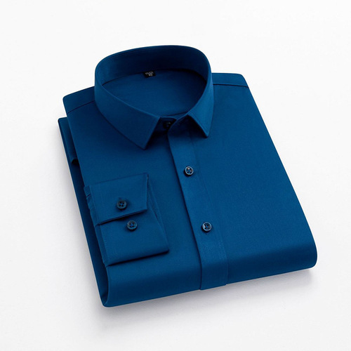 Men's Iron-Free Business Commute Professional Formal Dress Shirt, Plain Color Stretch Breathable Shirt, Men's Long Sleeve, Wholesale