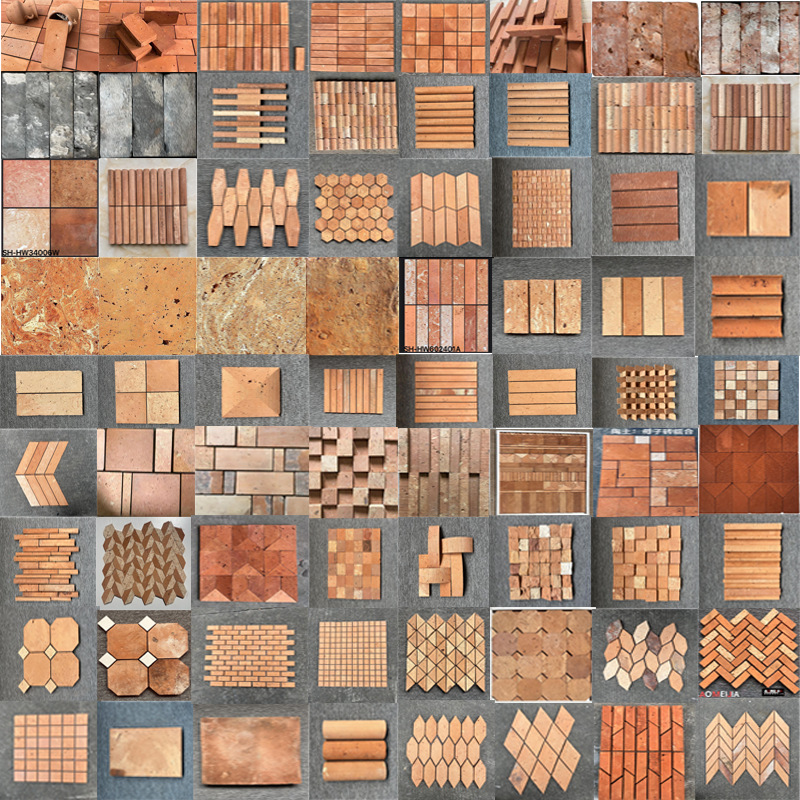 南城北爱复古跳色老红砖马赛克异形咖啡酒吧奶茶茶室旧砖皮背景墙