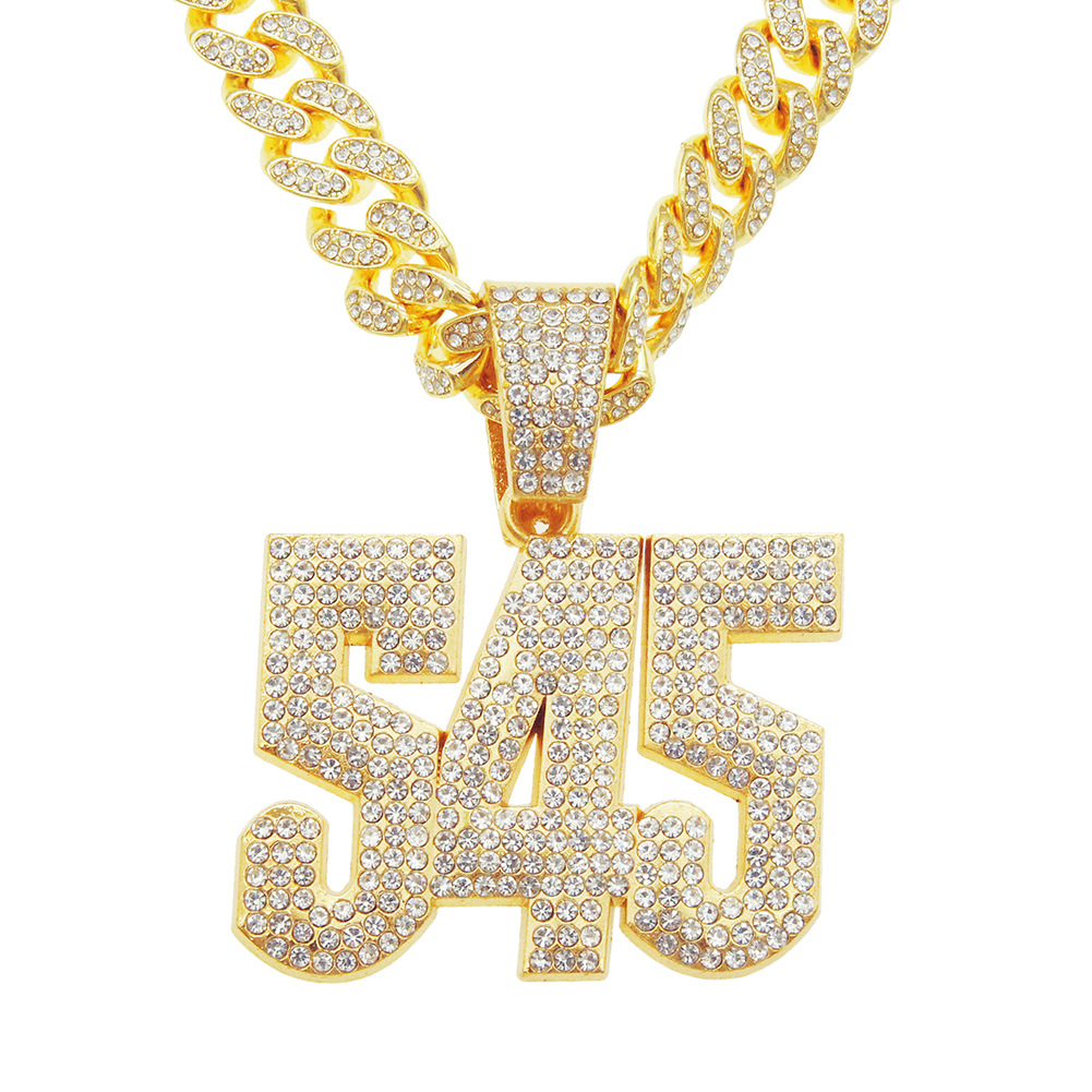 Fashion Stitching Full Diamond Three-dimensional Digital Alloy Necklace display picture 1