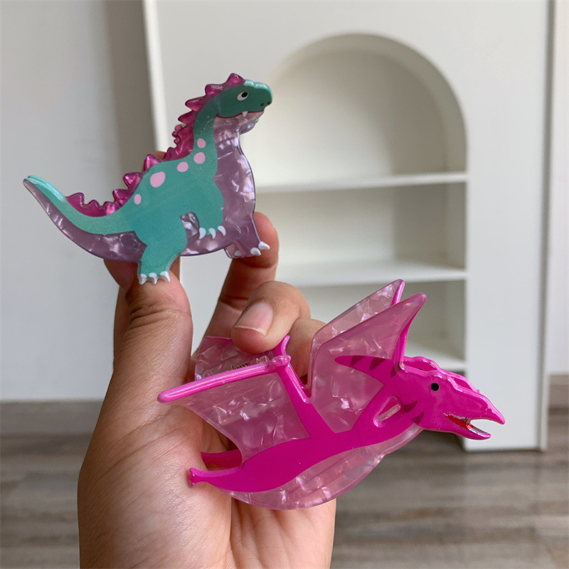35g Weight Hair Claws Hair Accessories Type 1 Piece Quantity Holiday, Party Occasion Arylic Material Dinosaur Pattern Women's Gender Cute Style Cute Little Dinosaur Acrylic Small Jaw Clip Cute Personality Sweet Niche Hair Claw Hairpin Hair Ornaments New 2