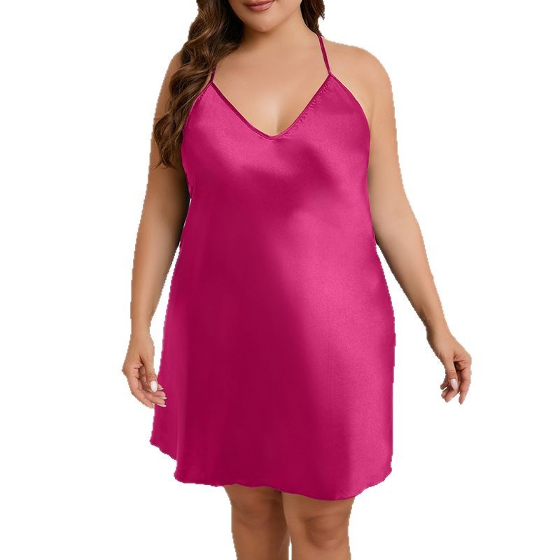 Transfronterizos para aumentar el tamaño de la mujer grasa de verano mm de color sólido hielo cinturón pijama nuevo estilo europeo y americano ropa para el hogar SQ21806