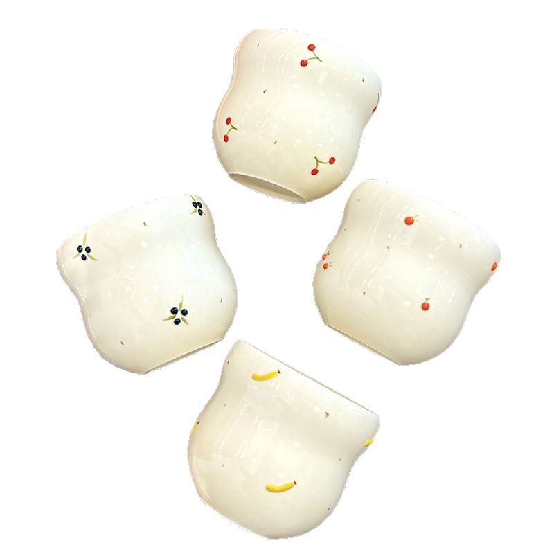 Nueva taza de fruta de mano de cerámica coreana, taza de calabaza de lunares de fruta tridimensional, hogar, simple moderno, dulce y lindo