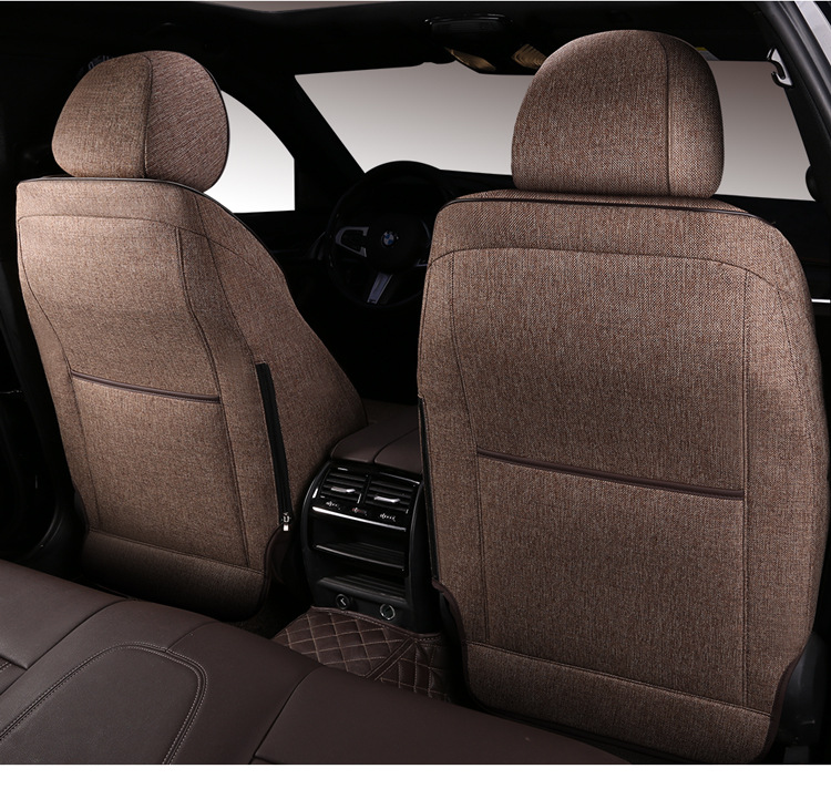Linen Car Seat Cushion for Volkswagen Tiguan L, 360-Degree Full Coverage, Breathable, Suitable for All Seasons, 2022 Model New Seat Cover
