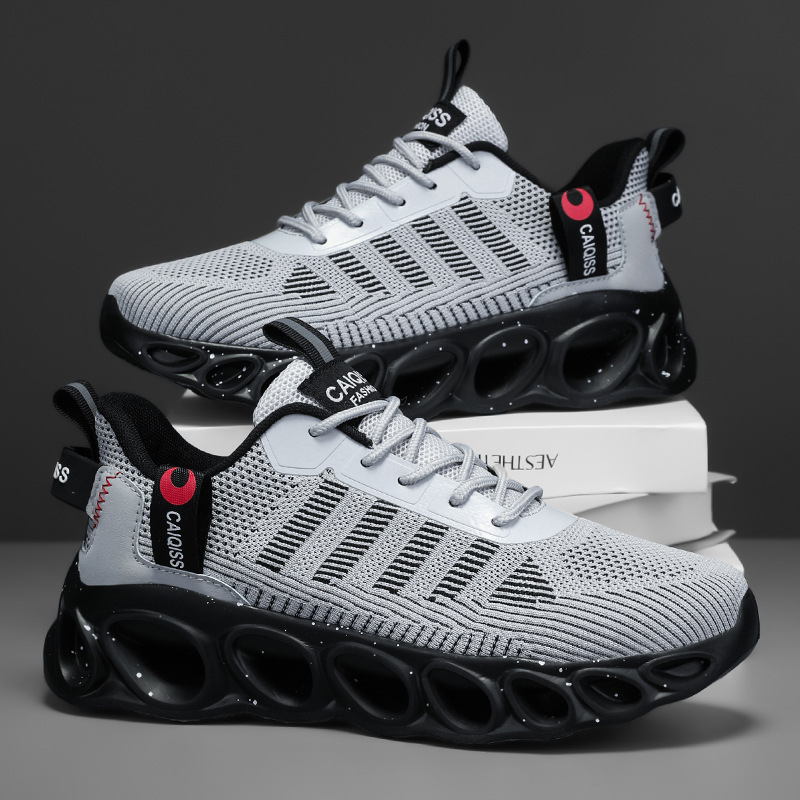 2025 Cross-Border New Trendy Mesh Breathable Casual Men's Shoes Korean Style Large Size Sports Shoes Large Size Lightweight Running Shoes