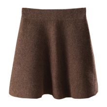 100纯羊毛短裙女秋冬新款针织半身裙中腰A字包臀裙纯色百搭羊毛裙