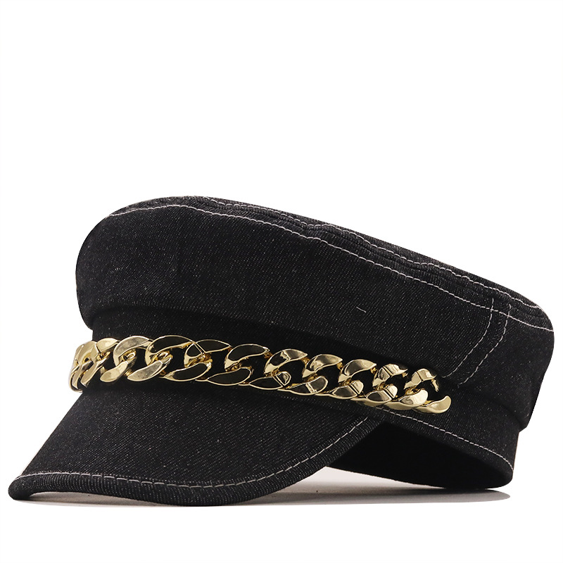 Sunscreen Chain Decor Korean Style Flat Top Navy Hat Wholesale Nihaojewelry display picture 9