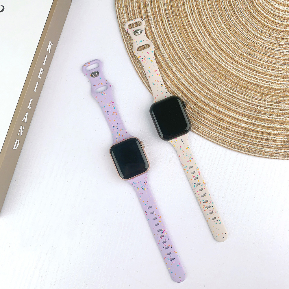 Aplicable a Apple Watch correa iwatch9 cintura pequeña mariposa botón de color chip nuevo tipo de mujer s8765 correa creativa