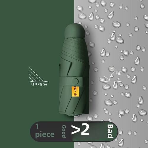 Solar Umbrella Women's High-End Rain and Sun Shelter Umbrella Capsule Umbrella Rain Umbrella Foldable Lightweight and Compact Portable Five-Fold Umbrella