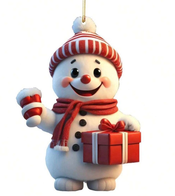 跨境新品平面2D可爱卡通圣诞雪人汽车挂件圣诞树摆件挂件圣诞装饰|undefined