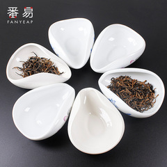 P616 Tea Lotus White Porcelain Tea Zen Ceramic Tea Ceremony Accessories Tea Set Saucer Retro Tea Spoon Set