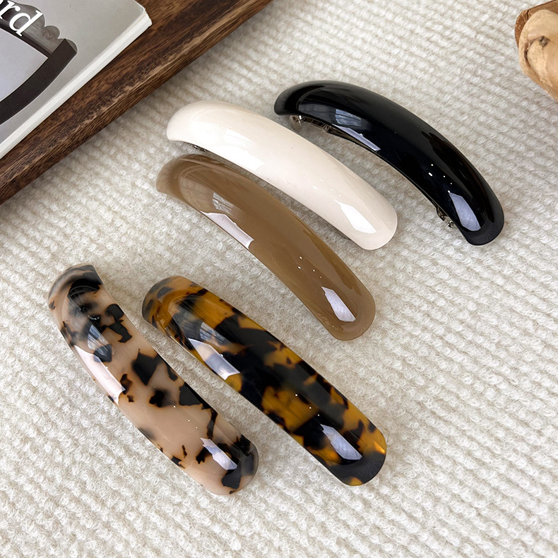 15g Weight Hair Clip Hair Accessories Type 1 Piece Quantity Casual, Daily Occasion Acetic acid sheets Material Solid Color, Leopard Pattern Women's Gender Basic, Simple Style Style Coffee, Beige, Black Color Internet Celebrity Ponytail Clip Hairpin Barrettes France Spring Clip Female Autumn And Winter Back Head Acetate Hairpin Headwear Hair Accessories 3