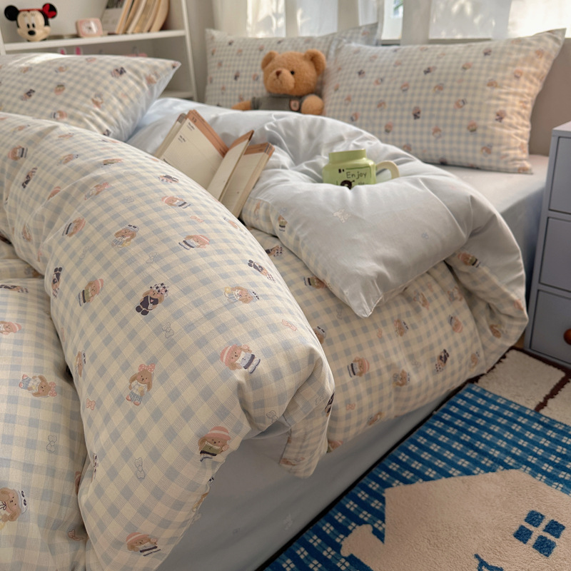 Diario de la Academia Rabbit (¡Recomendado!) / Juego de sábanas de 1,2 m de tres piezas [funda de edredón 150*200cm sábana de cama 180*230cm funda de almohada 48*74cm * 1]