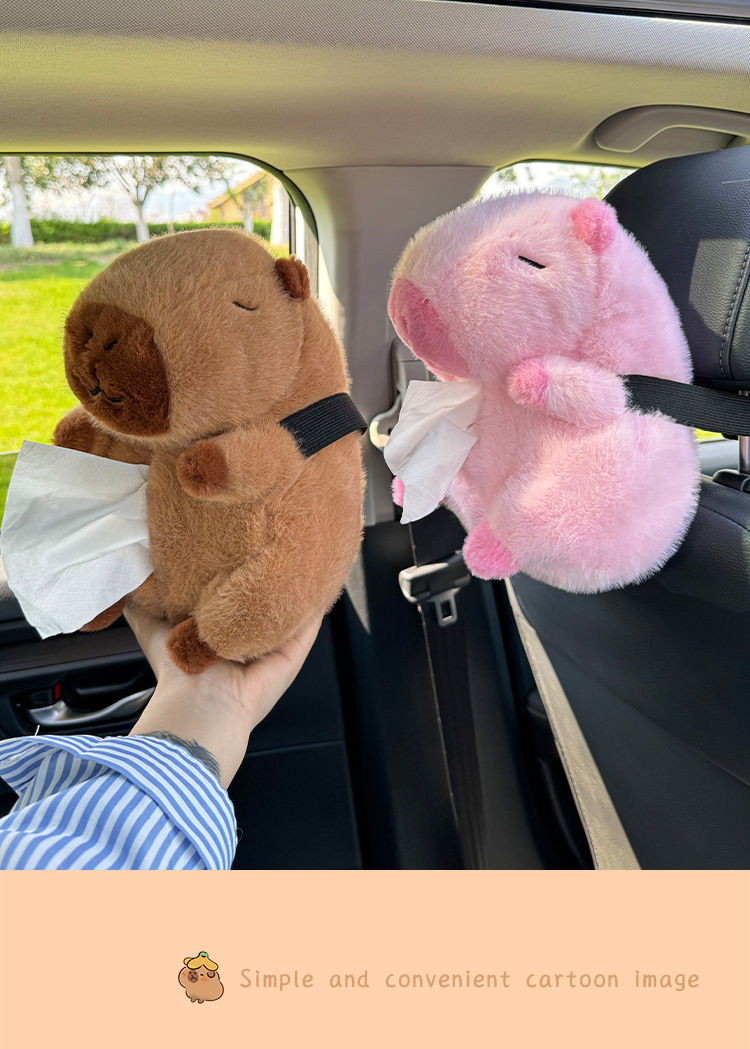 Car-mounted tissue box cartoon creative car use hanging plush car cartoon tissue bag