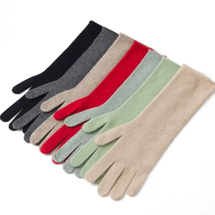 100纯山羊绒针织中长款分指手套季骑行防寒保暖时尚百搭护腕手套