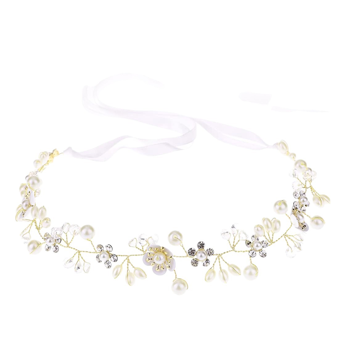 Ventas transfronterizas de joyas de novia flores hechas a mano con cuentas correa de cabello de cristal perlas correa de cabello vestido de novia joyas para el cabello