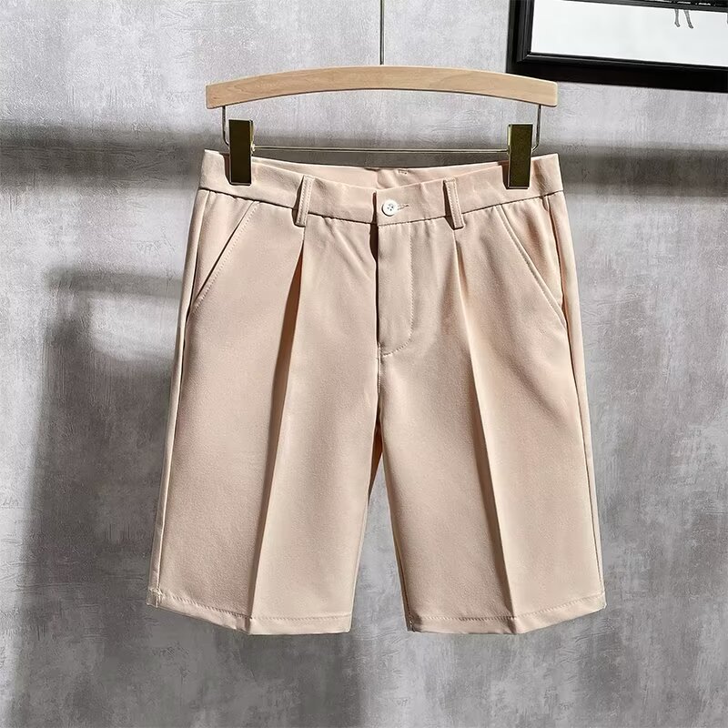 Traje, pantalones cortos, negocios de lujo ligero para hombres, pantalones delgados de verano de cinco puntos, pantalones casuales rectos de moda, comercio exterior, venta al por mayor transfronteriza