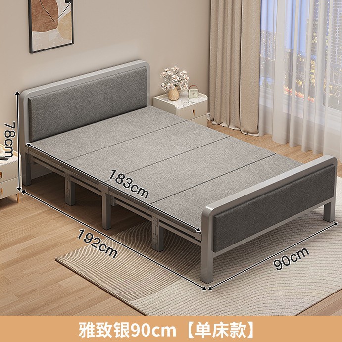 Cama individual plegable para adultos domésticos 1m2 cama simple para alquiler dormitorio reforzado cama de hierro de placa dura cama doble