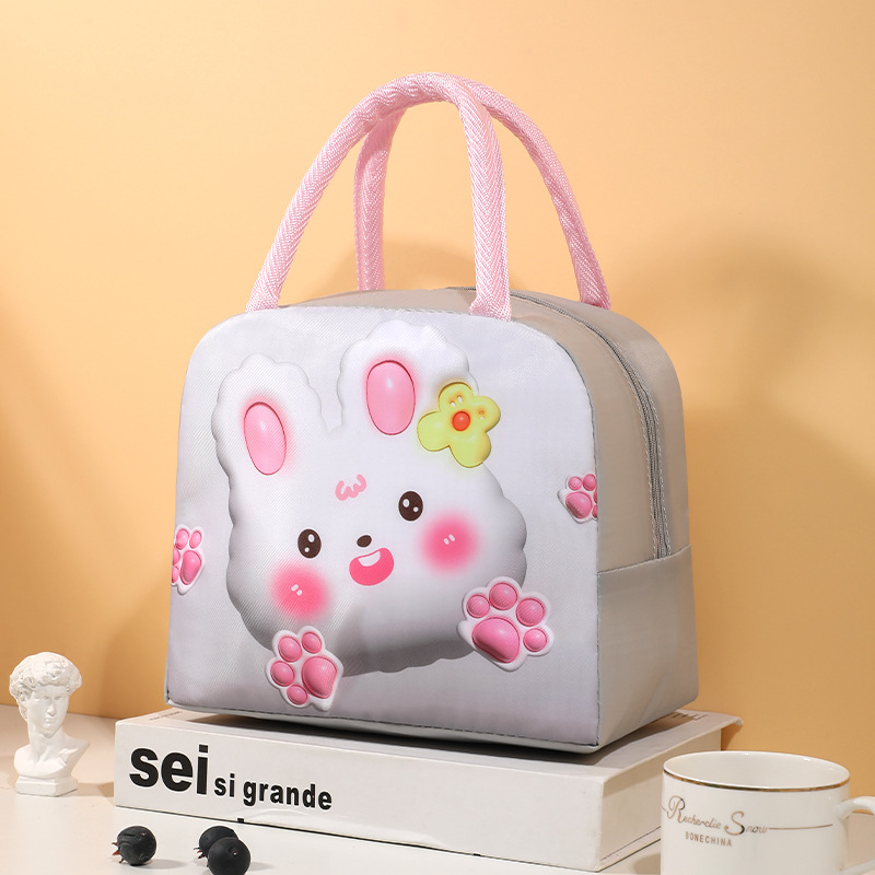 Bolsa de almuerzo visual 3D con patrón de hinchazón bolsas de almuerzo de aislamiento bolsas de almuerzo para estudiantes al trabajo para llevar comida al aire libre
