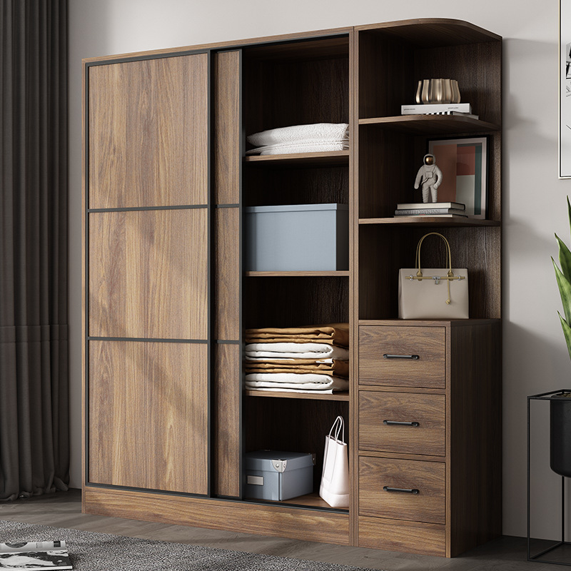 Nordic puerta corredera armario moderno minimalista pequeño apartamento armario dormitorio armario hogar económico placa armario image 3