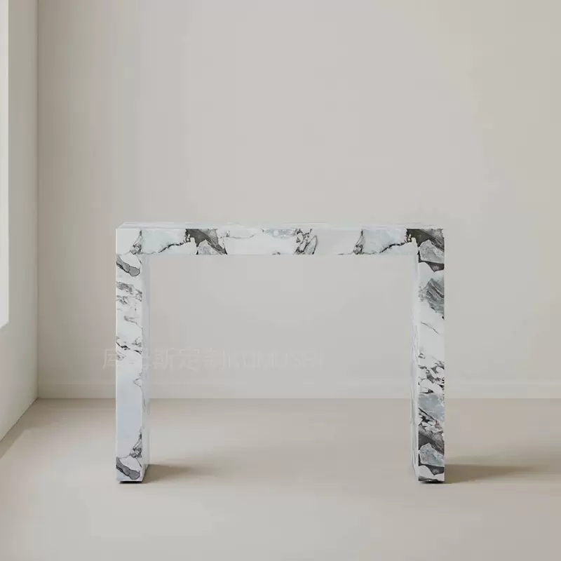 天然卡拉拉白大理石玄关台设计师款别墅客厅家用简约