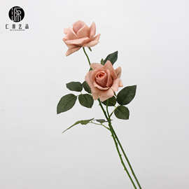 工厂直销 莫兰迪玫瑰花束手感保湿仿真花外贸假花 婚庆家居装饰花