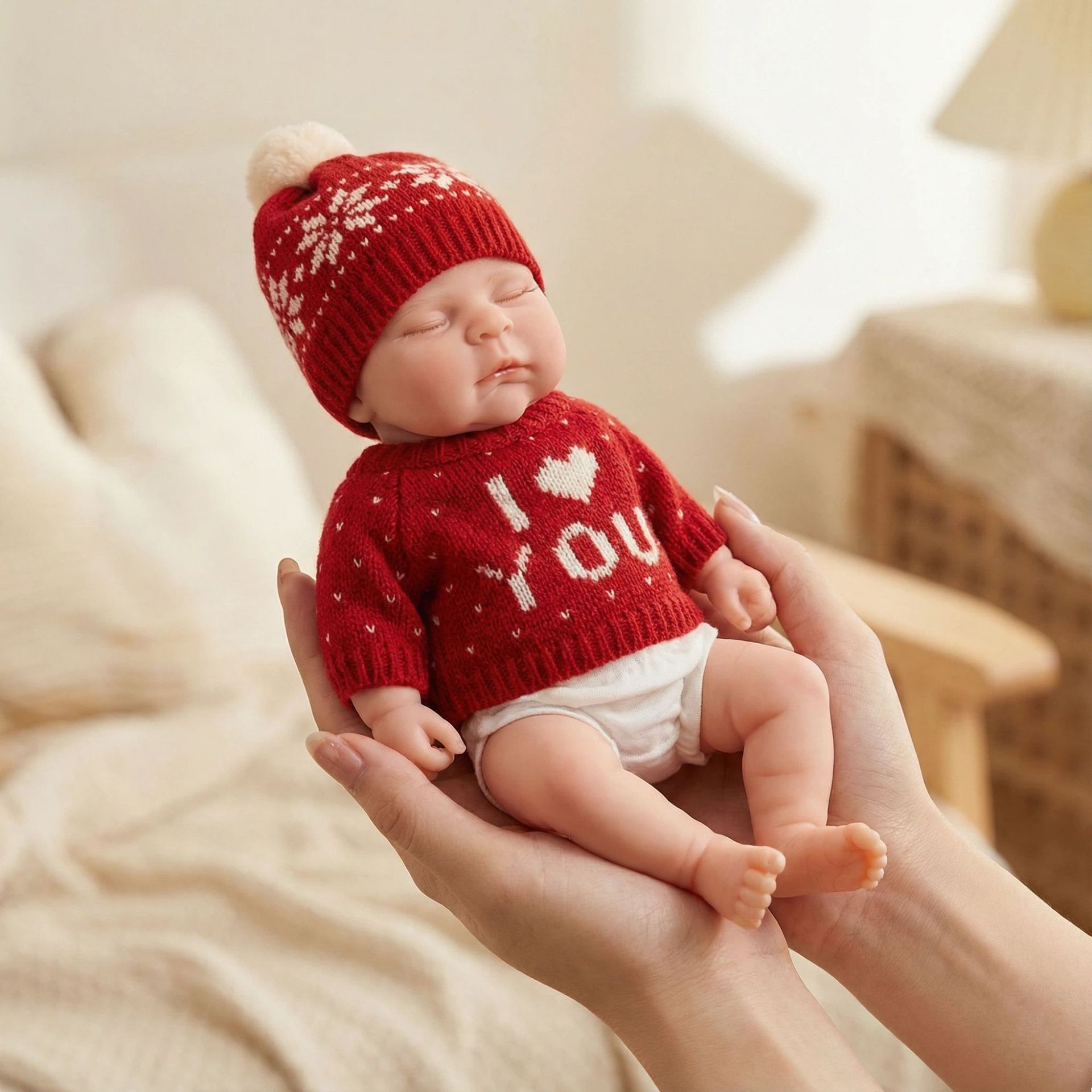 12 pulgadas Q bullet sólido manga larga sombrero rojo peaches muñeca de simulación para niños regalos de Navidad