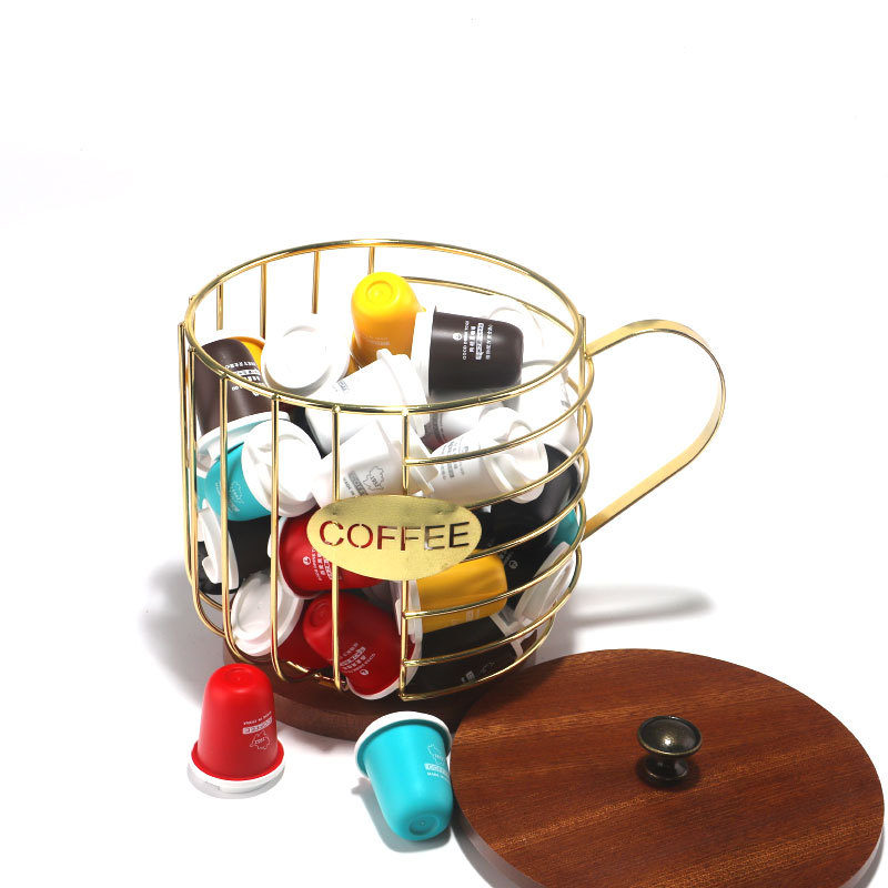 Cápsula de almacenamiento de café estante de almacenamiento de escritorio Candy Tea canasta de almacenamiento con tapa bolsa de té caja de almacenamiento barra de bar