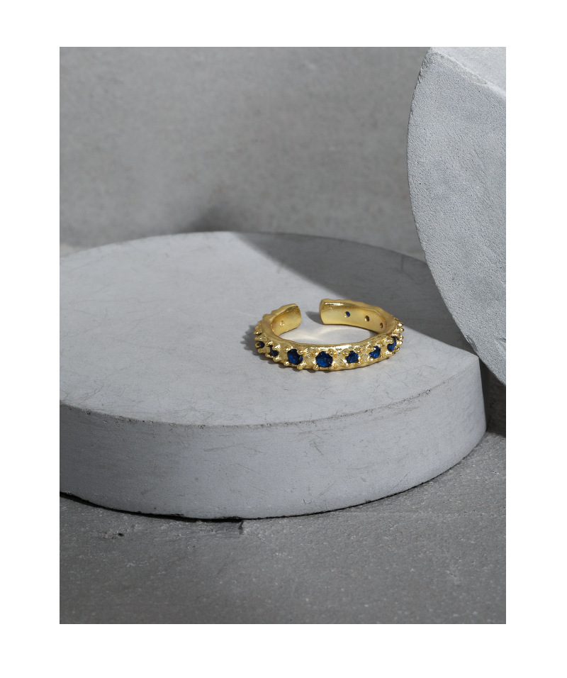 French niche zircon texture S925 silver open ring lady ring