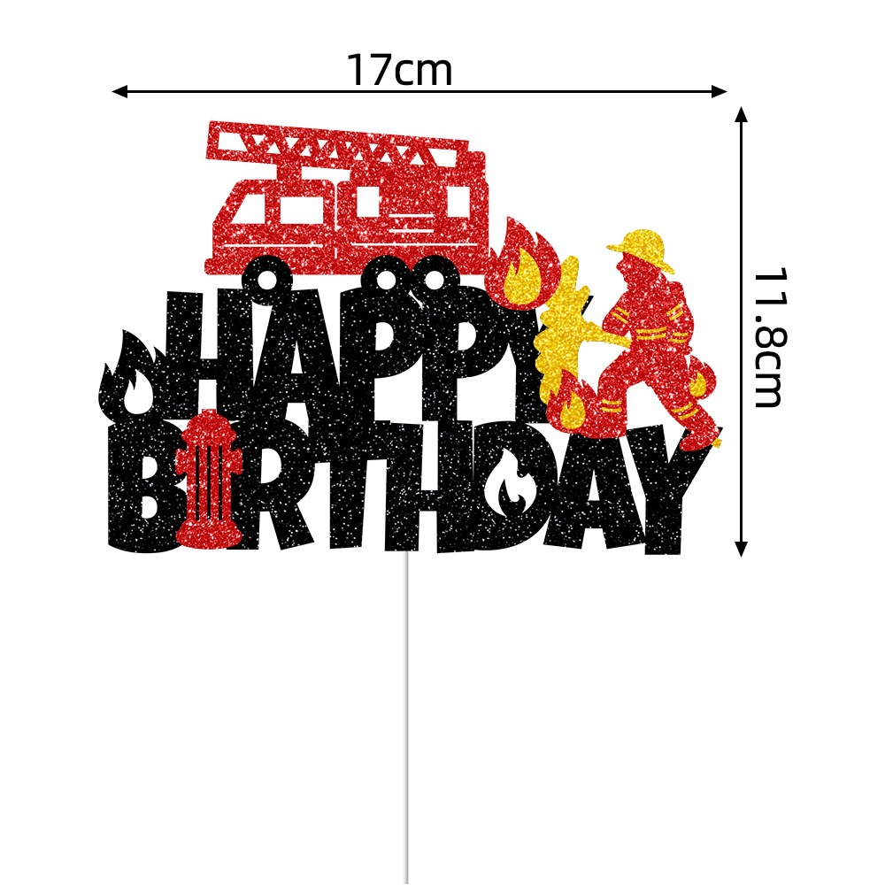 Nuevo tema de lucha contra incendios transfronterizo decoración de fiesta de cumpleaños bandera de dibujo decoración de cumpleaños bombero diseño de decoración de cumpleaños