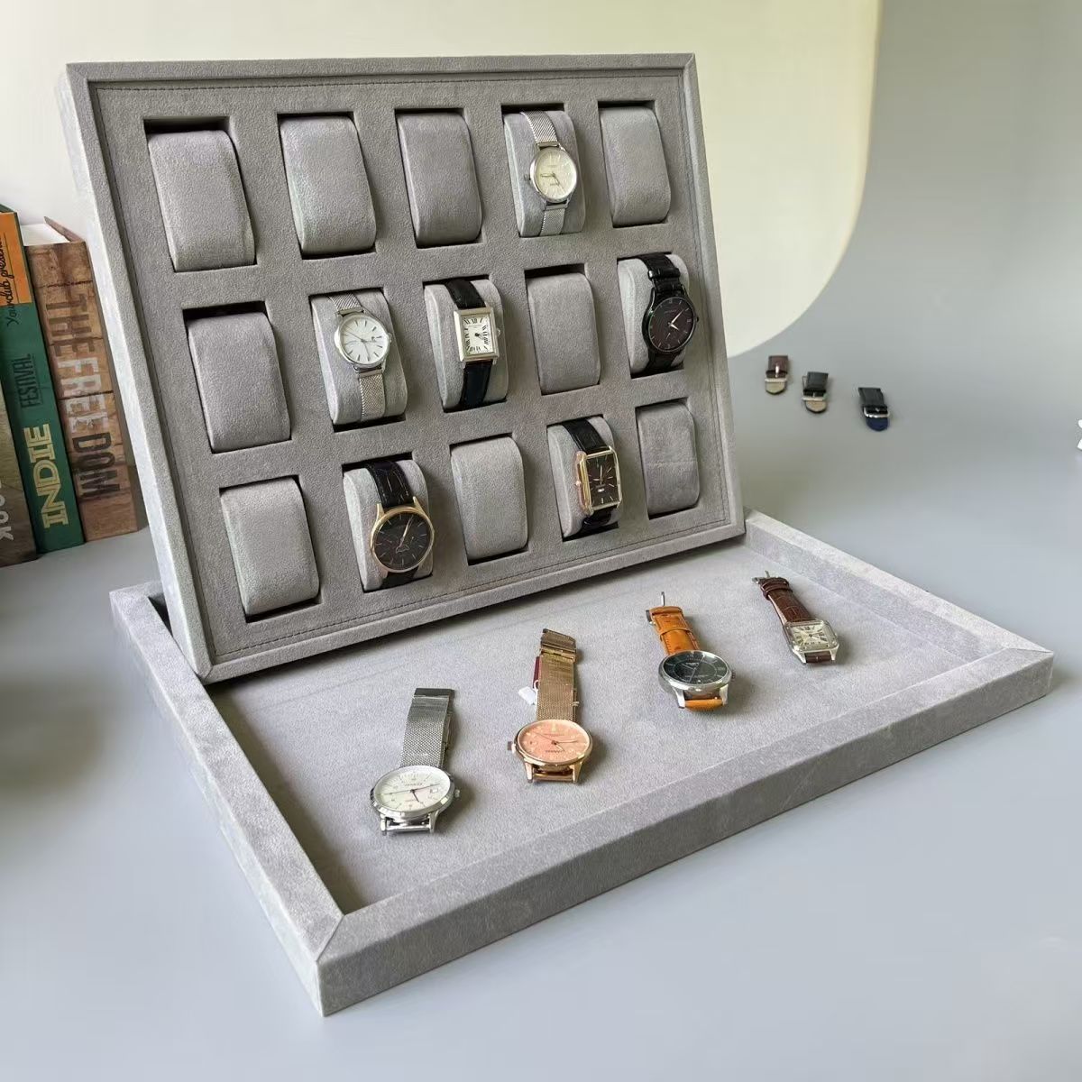relojes mecánicos relojes de almacenamiento caja de exhibición de joyería bandeja de joyería de gran capacidad mostrador de relojes de pulsera de transmisión en vivo bandeja de props