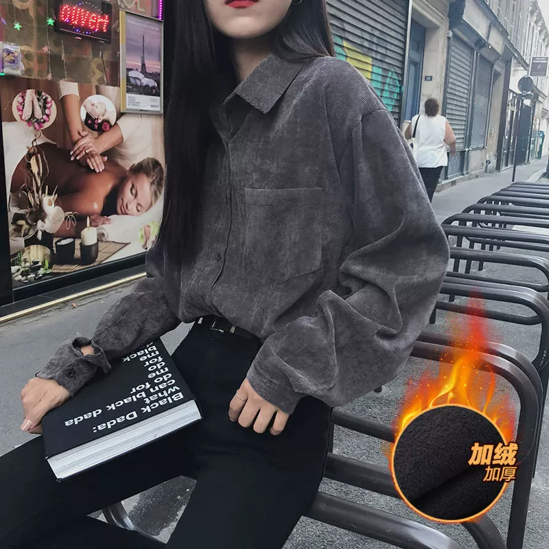 Осенние и зимние новые плюшевые рубашки женские пальто с длинными рукавами