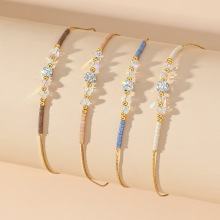 亚马逊新款米珠手链手工串珠2MM米珠小手链切面水晶串珠女士手链