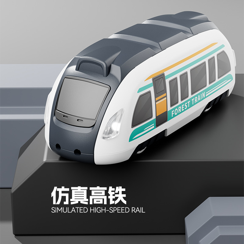 Cartoon transfronterizo multifuncional eléctrico de alta velocidad coche de juguete modelo de tren pequeño juguete de inercia