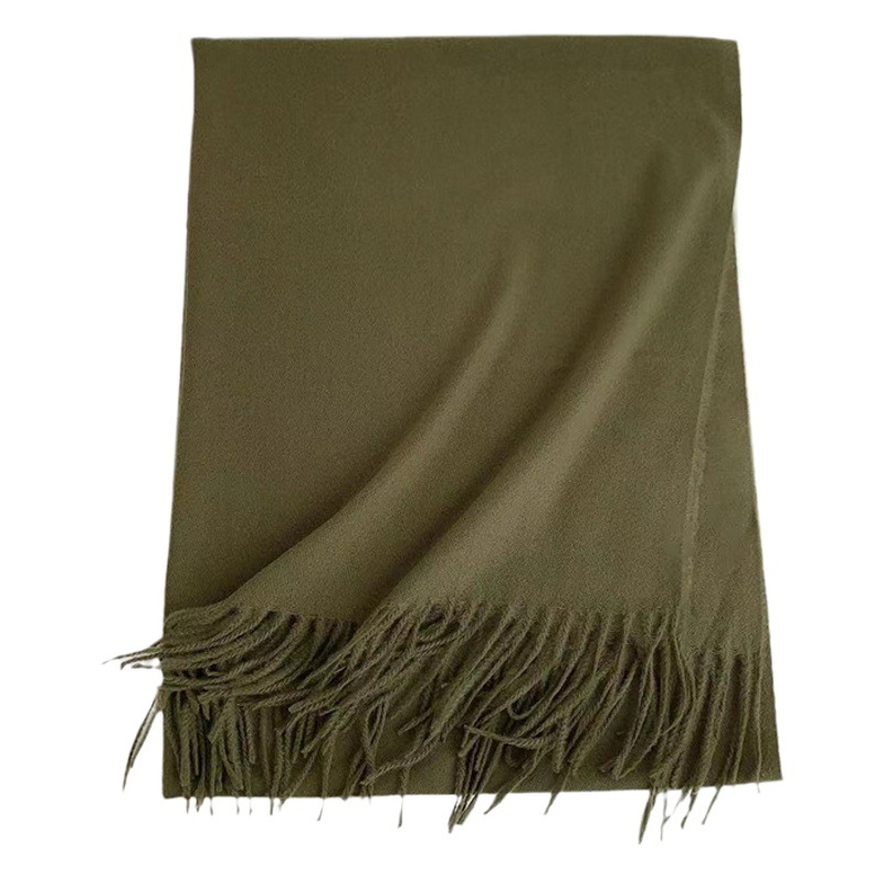 Bufanda para mujer invierno estilo coreano versátil imitación cachemir engrosada y cálida 2025 nueva de alta gama color puro chal de gran tamaño.