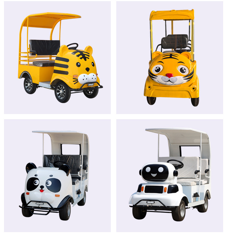 Electric Amusement Car for Tourist Attractions, 4-Seater Smart Electric Sightseeing Car with Qr Code Scanning for Park and Plaza Tours