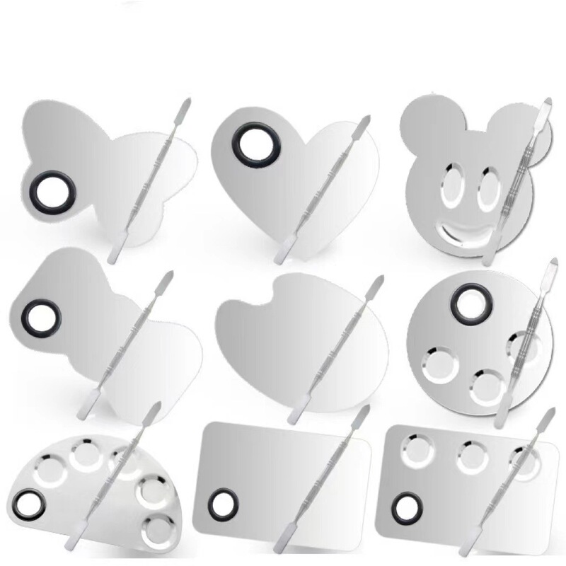 Foundation liquid nail art palette wholesale stainless steel makeup ring ring palette makeup plate metal palette bar
