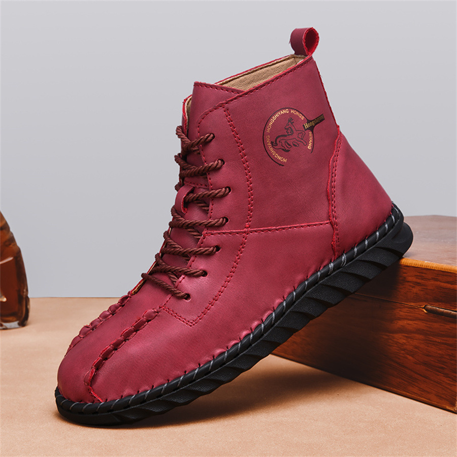 New Autumn And Winter High-top Martin For Women, Hand-sewn Leather Boots, Outdoor Non-slip Foreign Trade Women's Boots_vogvips.com