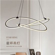 三叶草黑色双面极简吊灯现代简约餐厅灯具北欧客厅卧室灯三色调光